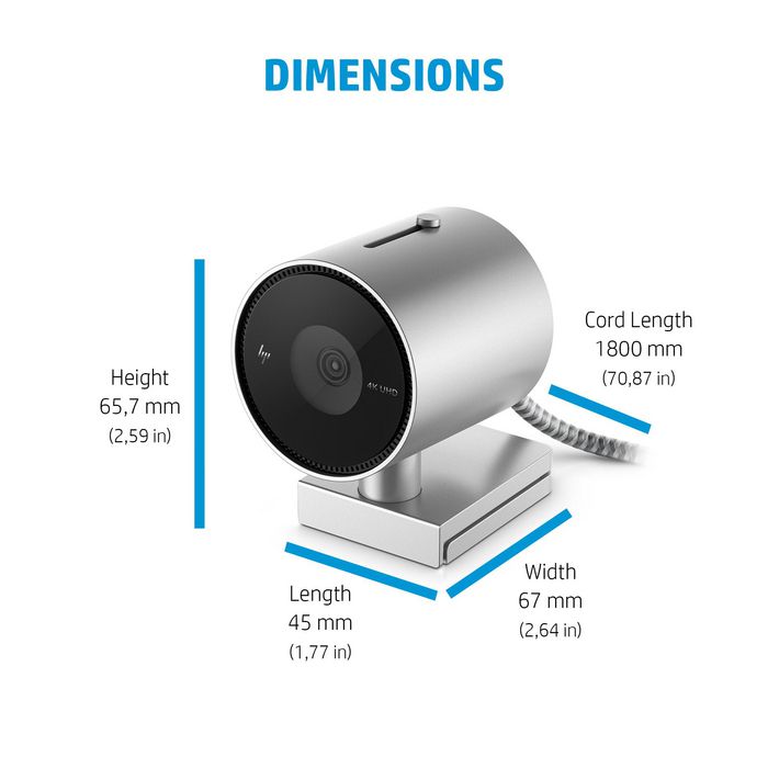 HP 950 Webcam Ultra HD 4K - Cámara Web Full HD para Streaming y Videollamadas