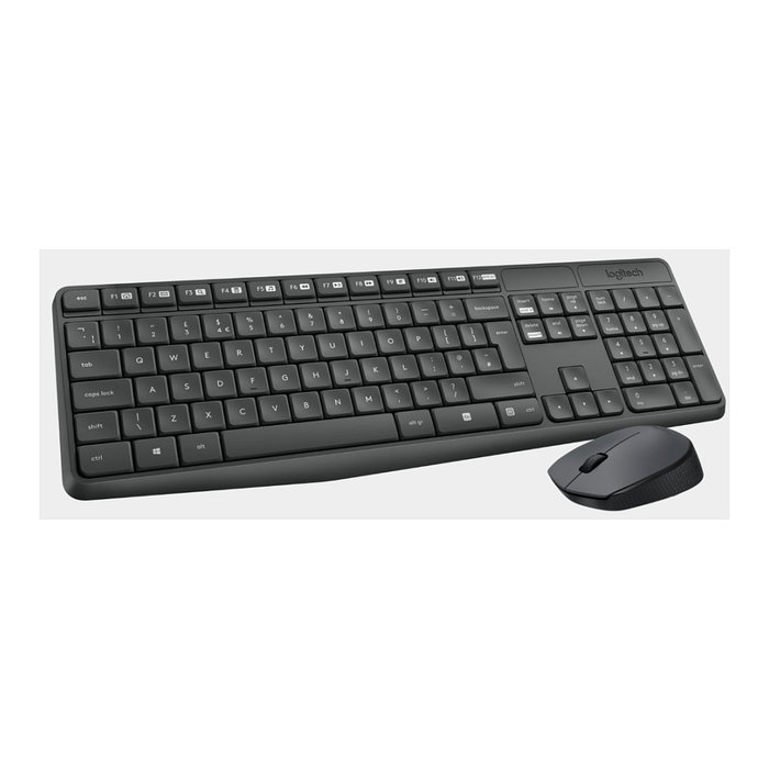 Logitech MK235 Kit de teclado y ratón inalámbrico, Gris, Portugués
