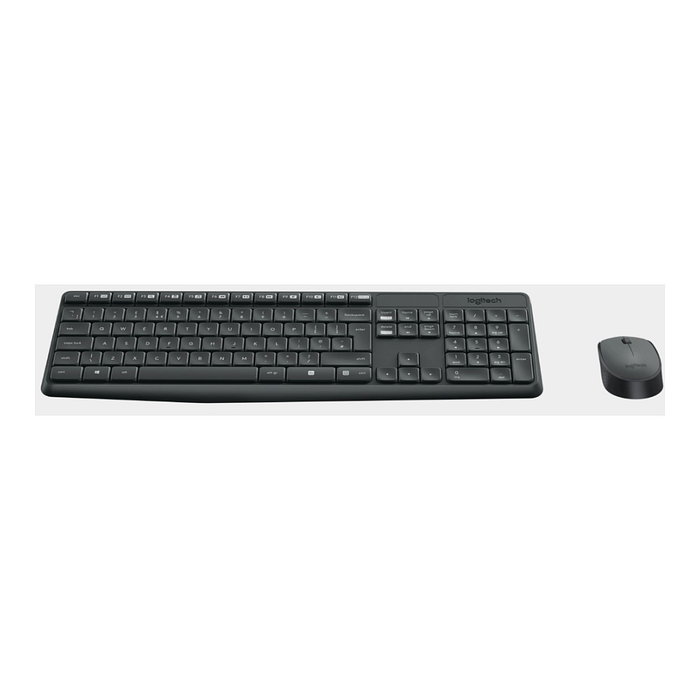 Logitech MK235 Kit de teclado y ratón inalámbrico, Gris, Portugués