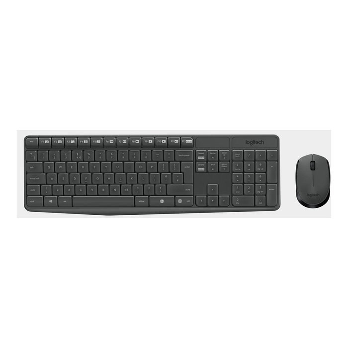 Logitech MK235 Kit de teclado y ratón inalámbrico, Gris, Portugués