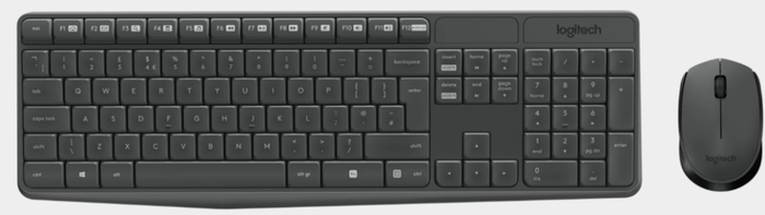 Logitech MK235 Kit de teclado y ratón inalámbrico, Gris, Portugués