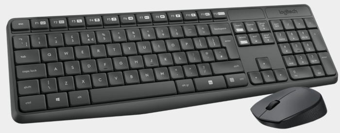 Logitech MK235 Kit de teclado y ratón inalámbrico, Gris, Portugués