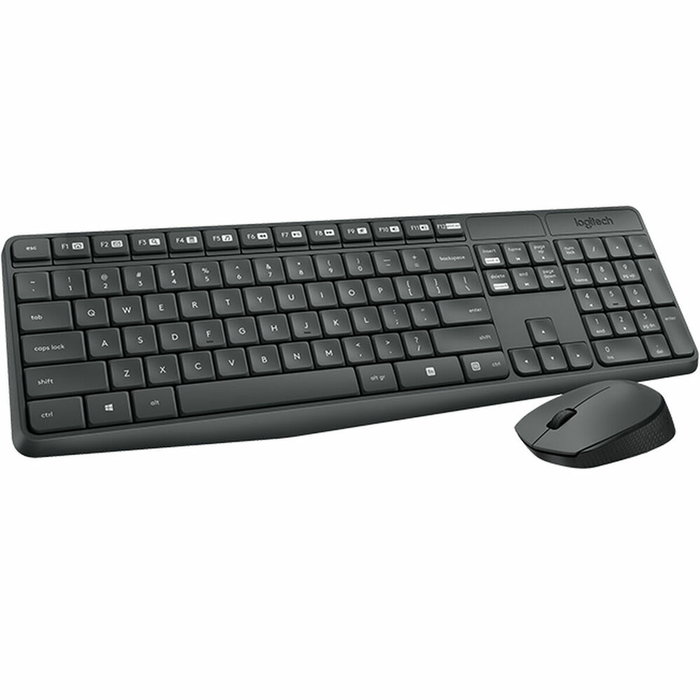 Logitech MK235 Kit de teclado y ratón inalámbrico, Gris, Portugués