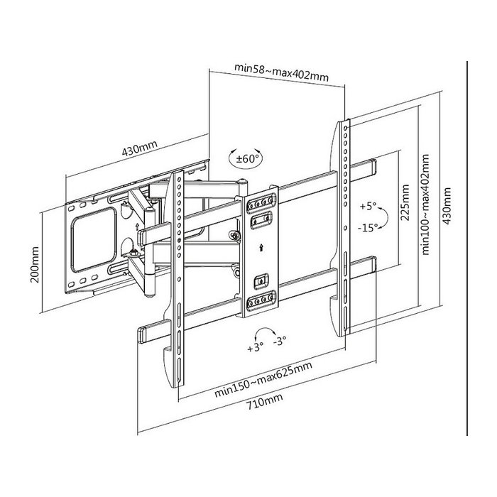 Equip Soporte de pared para TV 37-80 pulgadas 650335 Negro