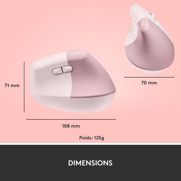 Logitech Lift Ratón Ergonómico Vertical Inalámbrico Rosa