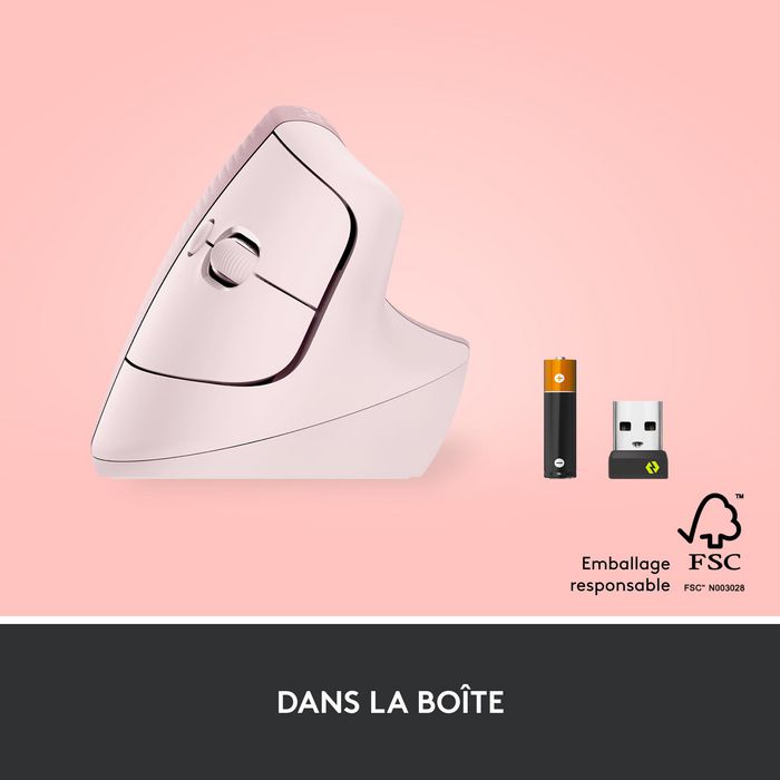 Logitech Lift Ratón Ergonómico Vertical Inalámbrico Rosa
