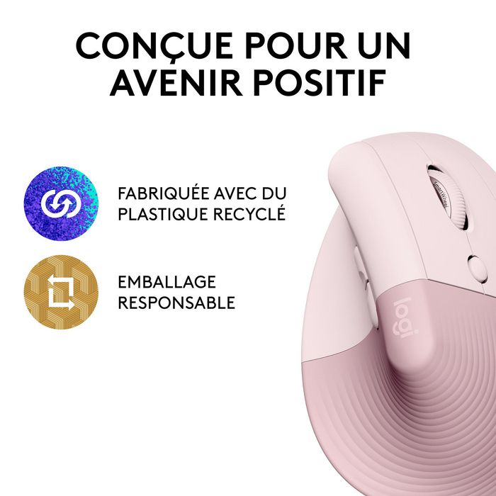 Logitech Lift Ratón Ergonómico Vertical Inalámbrico Rosa