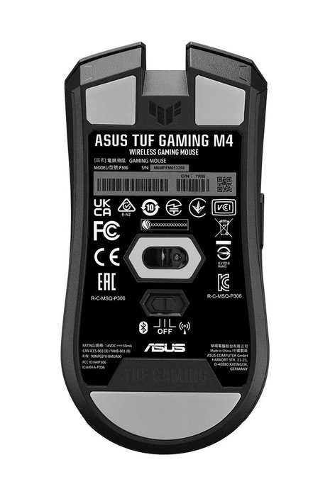 ASUS TUF Gaming M4 Wireless Ratón Gaming Inalámbrico, Sensor Óptico 12000 DPI, 62g Ligero, 6 Botones Programables, RF 2.4GHz/Bluetooth 5.1, Ergonomico para Diestros, Negro