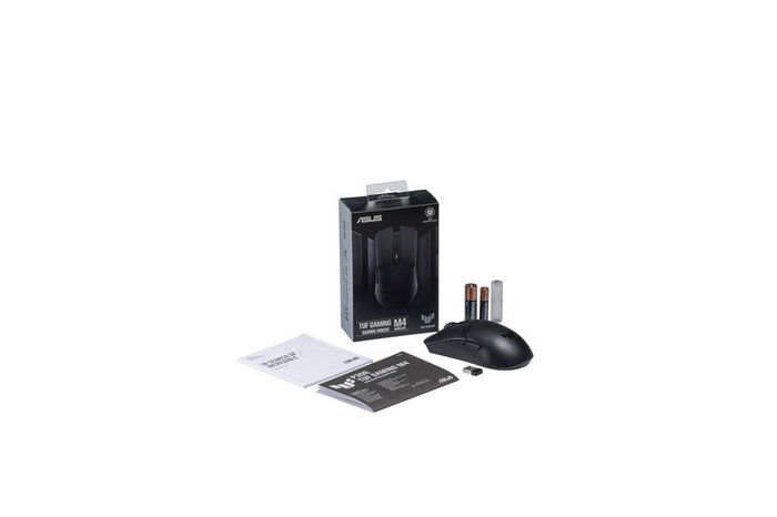 ASUS TUF Gaming M4 Wireless Ratón Gaming Inalámbrico, Sensor Óptico 12000 DPI, 62g Ligero, 6 Botones Programables, RF 2.4GHz/Bluetooth 5.1, Ergonomico para Diestros, Negro