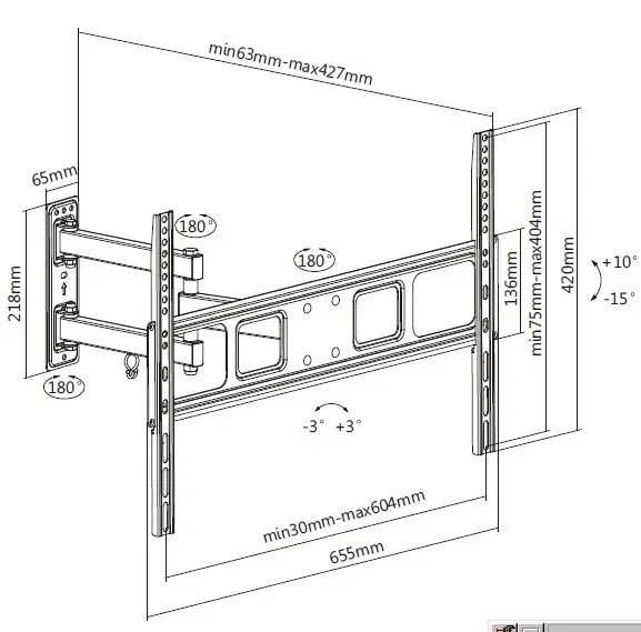 Equip Soporte de pared articulado 37-70 pulgadas Negro