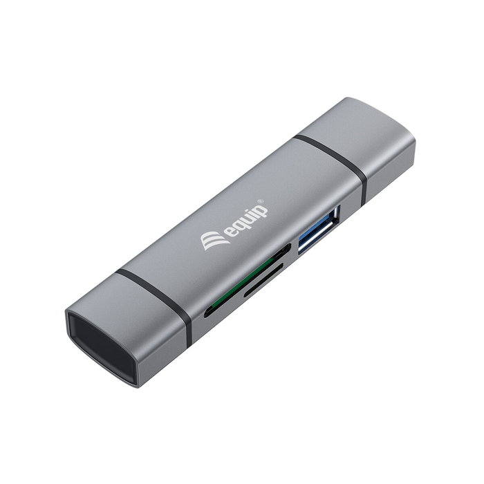 Equip Lector de Tarjetas Externo USB 3.2 Gen 1 con Conexión Dual USB-A y USB-C OTG Gris