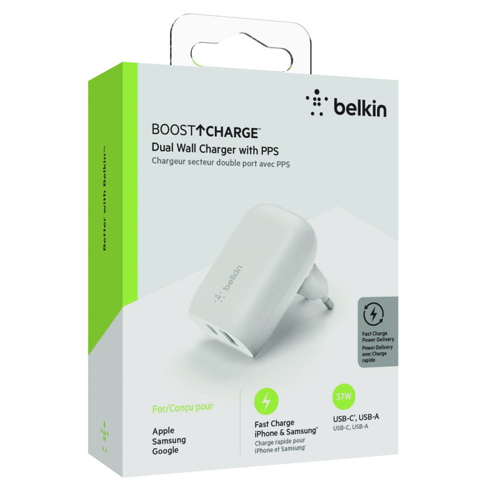 Belkin BOOST Charge 37W DualChar USB-C 25W PD + USB-A Blanco