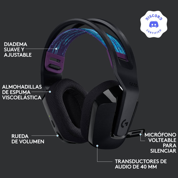 Logitech G535 LIGHTSPEED Auriculares Inalámbricos para Gaming, Negro Logitech G535 LIGHTSPEED Auriculares Inalámbricos para Gaming, Negro