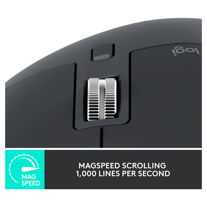 Logitech MX Master 3S Ratón Ergonómico Inalámbrico Bluetooth Grafito, 8000 DPI