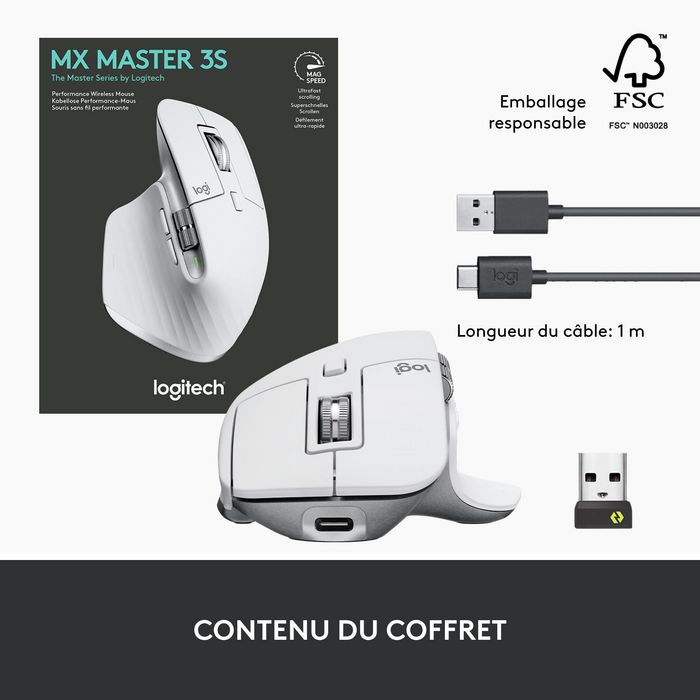 Logitech MX Master 3S Gris Pálido / Blanco Logitech MX Master 3S Gris Pálido / Blanco