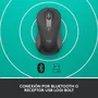 Logitech Signature M650 L 910 006239 Ratón para Zurdos Inalámbrico Bluetooth y Logi Bolt Óptico 4000 DPI Silent Touch para Oficina Grafito