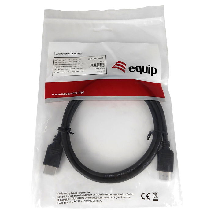 Equip Cable HDMI Macho a Macho 1,8m con Ethernet FHD