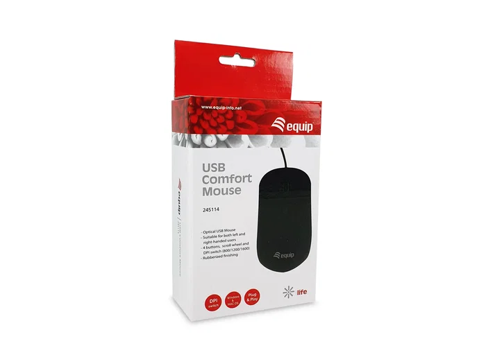 Equip 245114 Ratón Óptico Ambidextro USB