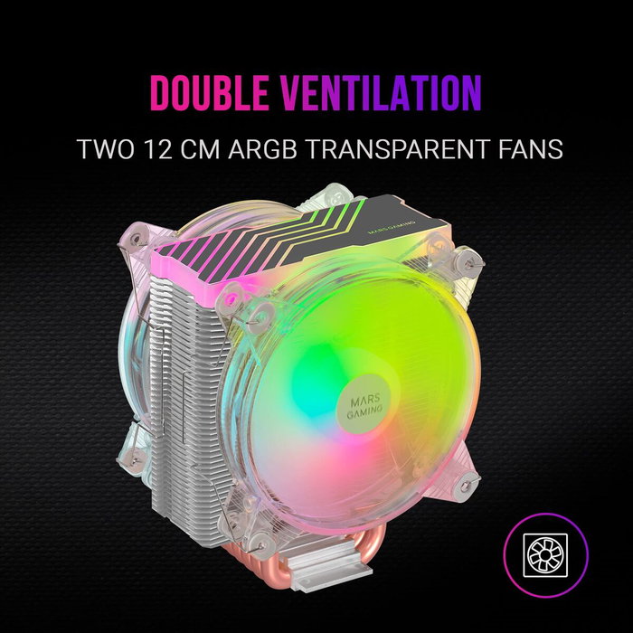 Mars Gaming MCPU66 Ventilador con Disipador Dual ARGB Negro
