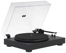 Fonestar Tocadiscos VINYL-13 - Giradiscos Hi-Fi Belt Drive para Vinilos con Plato de Aluminio, 2 Velocidades (33/45 RPM), Aguja Audio Technica AT-3600, Ajuste de Pitch, Color Negro