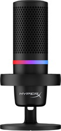 HyperX DuoCast HMID1R-A- Micrófono USB de Condensador para Gaming, PC, PS5, PS4, Mac, Negro, con Anillo de Luz RGB, 24-bit/96kHz