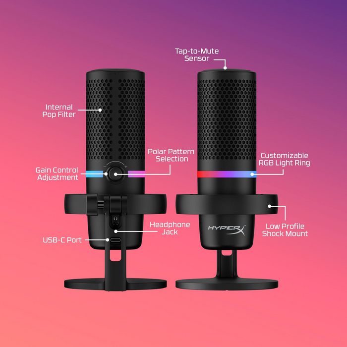 HP DuoCast Micrófono USB Negro con Iluminación RGB, Montura Antivibración y Grabación Hi-Res 24-bit/96kHz HP DuoCast Micrófono USB Negro con Iluminación RGB, Montura Antivibración y Grabación Hi-Res 24-bit/96kHz