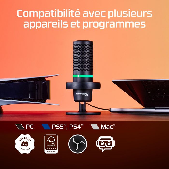HP DuoCast Micrófono USB Negro con Iluminación RGB, Montura Antivibración y Grabación Hi-Res 24-bit/96kHz HP DuoCast Micrófono USB Negro con Iluminación RGB, Montura Antivibración y Grabación Hi-Res 24-bit/96kHz