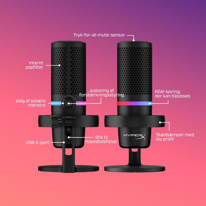 HP DuoCast Micrófono USB Negro con Iluminación RGB, Montura Antivibración y Grabación Hi-Res 24-bit/96kHz HP DuoCast Micrófono USB Negro con Iluminación RGB, Montura Antivibración y Grabación Hi-Res 24-bit/96kHz