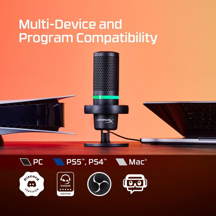 HP DuoCast Micrófono USB Negro con Iluminación RGB, Montura Antivibración y Grabación Hi-Res 24-bit/96kHz HP DuoCast Micrófono USB Negro con Iluminación RGB, Montura Antivibración y Grabación Hi-Res 24-bit/96kHz