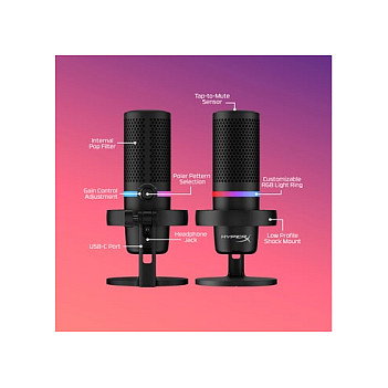 HyperX DuoCast Black Micrófono USB con iluminación RGB