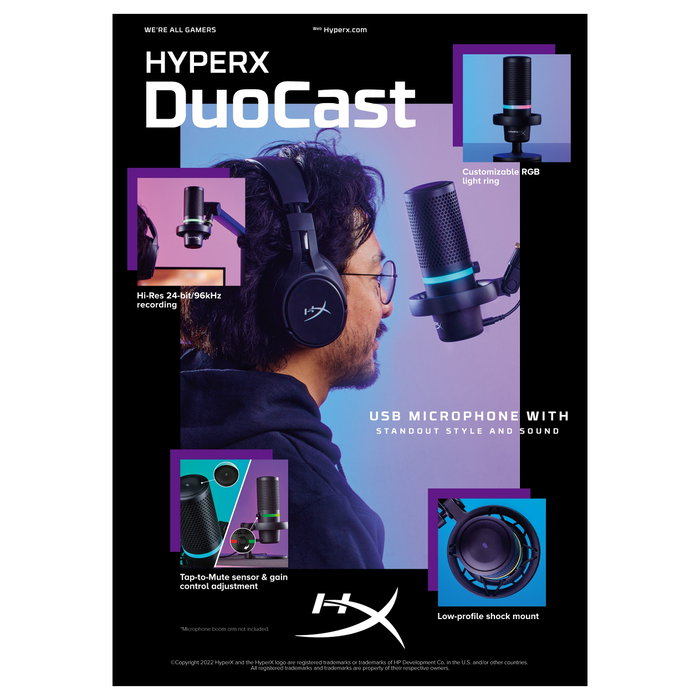 HyperX DuoCast Black Micrófono USB con iluminación RGB