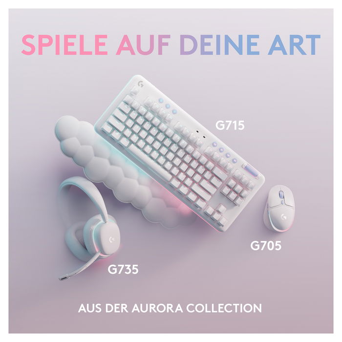 Logitech G735 Auriculares Inalámbricos Bluetooth y Lightspeed, Diadema para Gaming, Color Blanco Mist