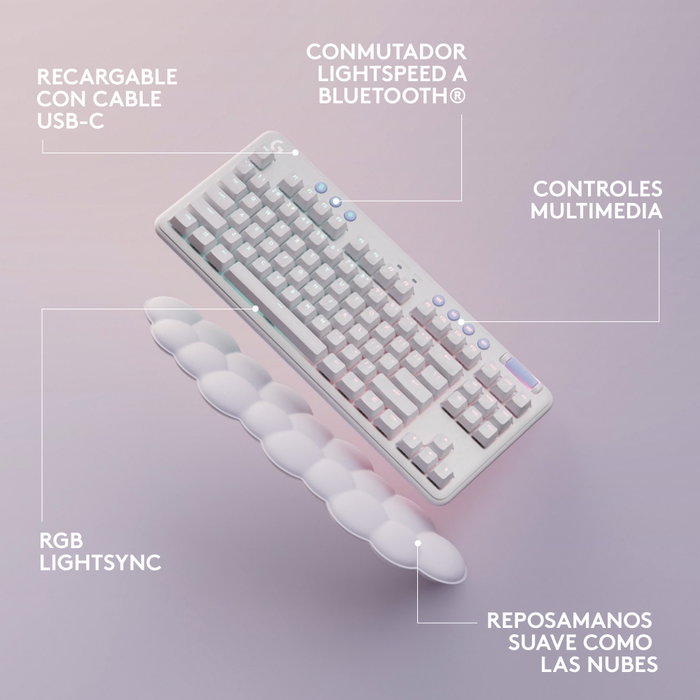 Logitech G G715 Teclado Mecánico Bluetooth LIGHTSPEED Inalámbrico QWERTY Español Blanco Gaming Logitech G G715 Teclado Mecánico Bluetooth LIGHTSPEED Inalámbrico QWERTY Español Blanco Gaming
