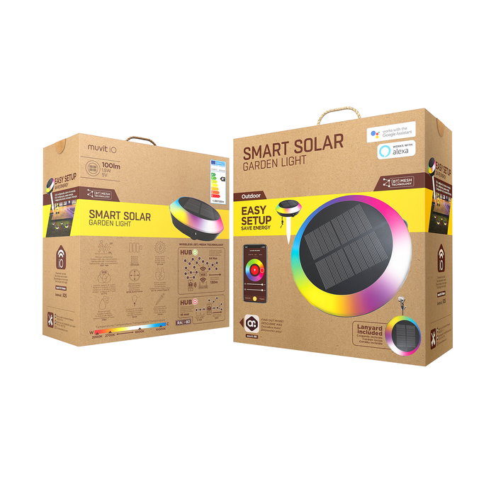 Muvit Lámpara Luz Solar Inteligente Bluetooth RGB+CCT con Detector de Movimiento Exterior Inalámbrica