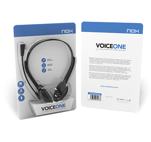 Nox Lite Voice One Auriculares Negros con Micrófono Flexible