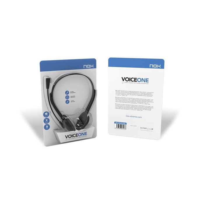Nox Lite Voice One Auriculares Negros con Micrófono Flexible
