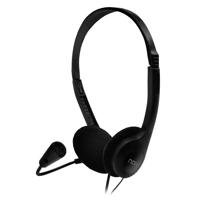 Nox Lite Voice One - Auriculares Diadema Alámbrico con Micrófono Flexible para Llamadas y Música (Negro) - Ideales para Teletrabajo, Skype, Zoom