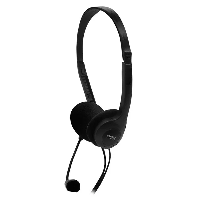 Nox Lite Voice One - Auriculares Diadema Alámbrico con Micrófono Flexible para Llamadas y Música (Negro) - Ideales para Teletrabajo, Skype, Zoom