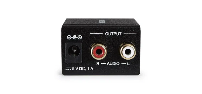 Fonestar FO-37DA Convertidor de Audio DAC Digital a Analógico, Entrada Toslink Óptica y Coaxial, Salida 2x RCA Estéreo, Color Negro