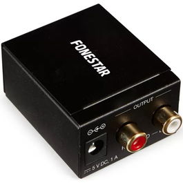 Fonestar Sistem Convertidor Audio Digital Analógico DAC 24 bits 32-96 kHz SPDIF Óptico Coaxial FO-37DA