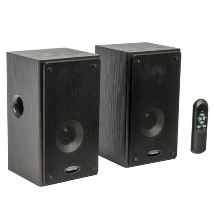 Fonestar Altavoces Activos Estéreo Class 200N, 20W RMS x2, Inalámbricos, Madera MDF, Con Mando a Distancia y Cable para Altavoz Pasivo - Pareja de Altavoces Hi-Fi
