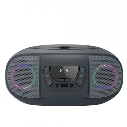 Fonestar BOOM-GO-G Radio CD Bluetooth USB Portátil con Efectos Luminosos Gris