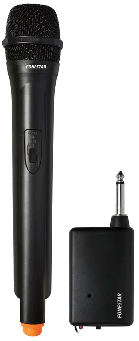Fonestar IK-163 Micrófono Inalámbrico de Mano para Karaoke, 2 Canales, Frecuencia VHF Fija, Negro, Funciona con Batería