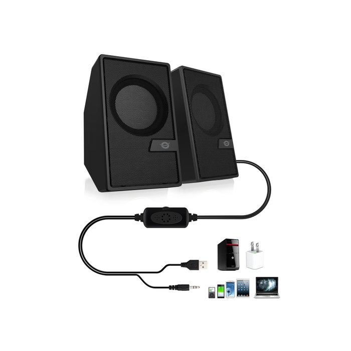 Conceptronic Altavoces 2.0 BJORN02B 6W Bluetooth y Jack 3,5mm Negro