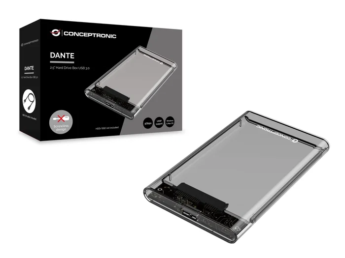 Conceptronic DANTE03T Carcasa Externa Transparente para SSD/HDD 2,5 Pulgadas USB 3.0
