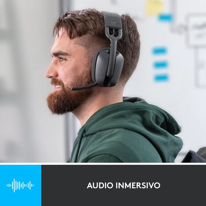 Logitech Zone Vibe 100 - Auriculares Inalámbricos Bluetooth Diadema con Cancelación de Ruido para Videoconferencias (Teams, Zoom, Meet) - 18h Batería - Grafito