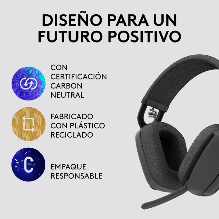 Logitech Zone Vibe 100 - Auriculares Inalámbricos Bluetooth Diadema con Cancelación de Ruido para Videoconferencias (Teams, Zoom, Meet) - 18h Batería - Grafito