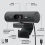 Logitech Brio 500 Webcam Full HD 1080p 60fps USB-C con Micrófonos de Ruido, Obturador de Privacidad, Campo Visual 90°, Autoencuadre - Grafito (960-Cameragraphit