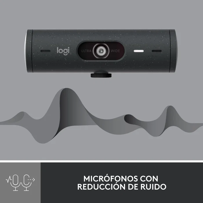 Logitech Brio 500 Webcam Full HD 1080p 60fps USB-C con Micrófonos de Ruido, Obturador de Privacidad, Campo Visual 90°, Autoencuadre - Grafito (960-Cameragraphit