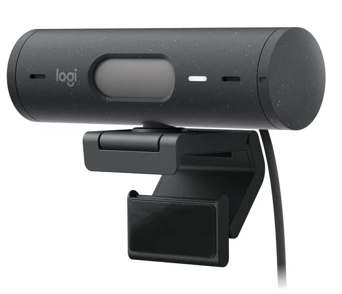 Logitech Brio 500 Webcam Full HD 1080p 60fps USB-C con Micrófonos de Ruido, Obturador de Privacidad, Campo Visual 90°, Autoencuadre - Grafito (960-Cameragraphit